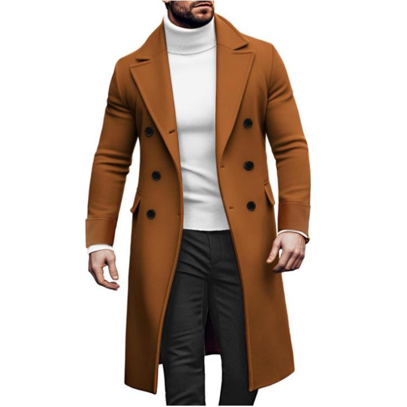 Winter Clothing Types - 남성용 롱 더블 브레스트 코트, 안감
