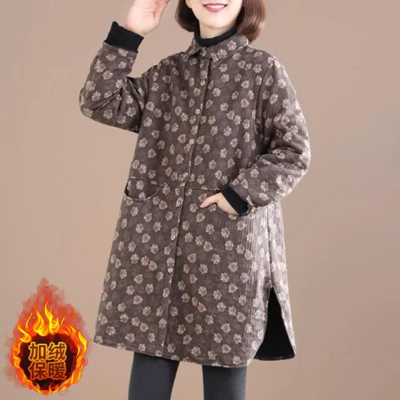 Winter Clothing Trends For Women - 빈티지 플로럴 프린트 여성 재킷, 용수철