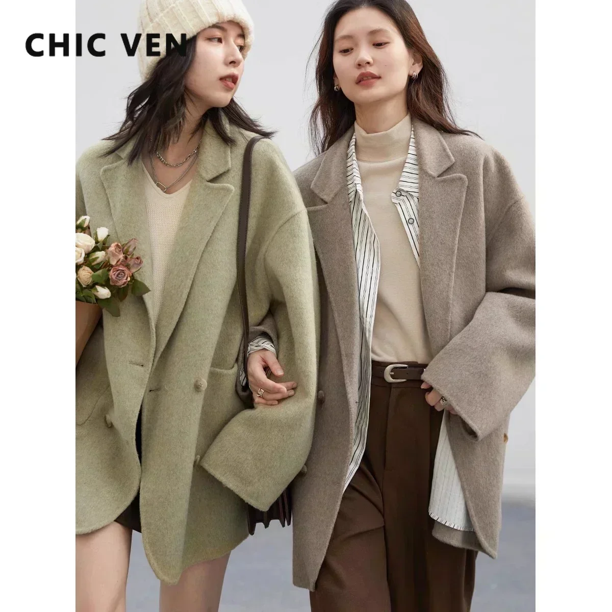 Winter Clothing Trends 2026 - CHIC VEN 여성용 울 코트 루즈