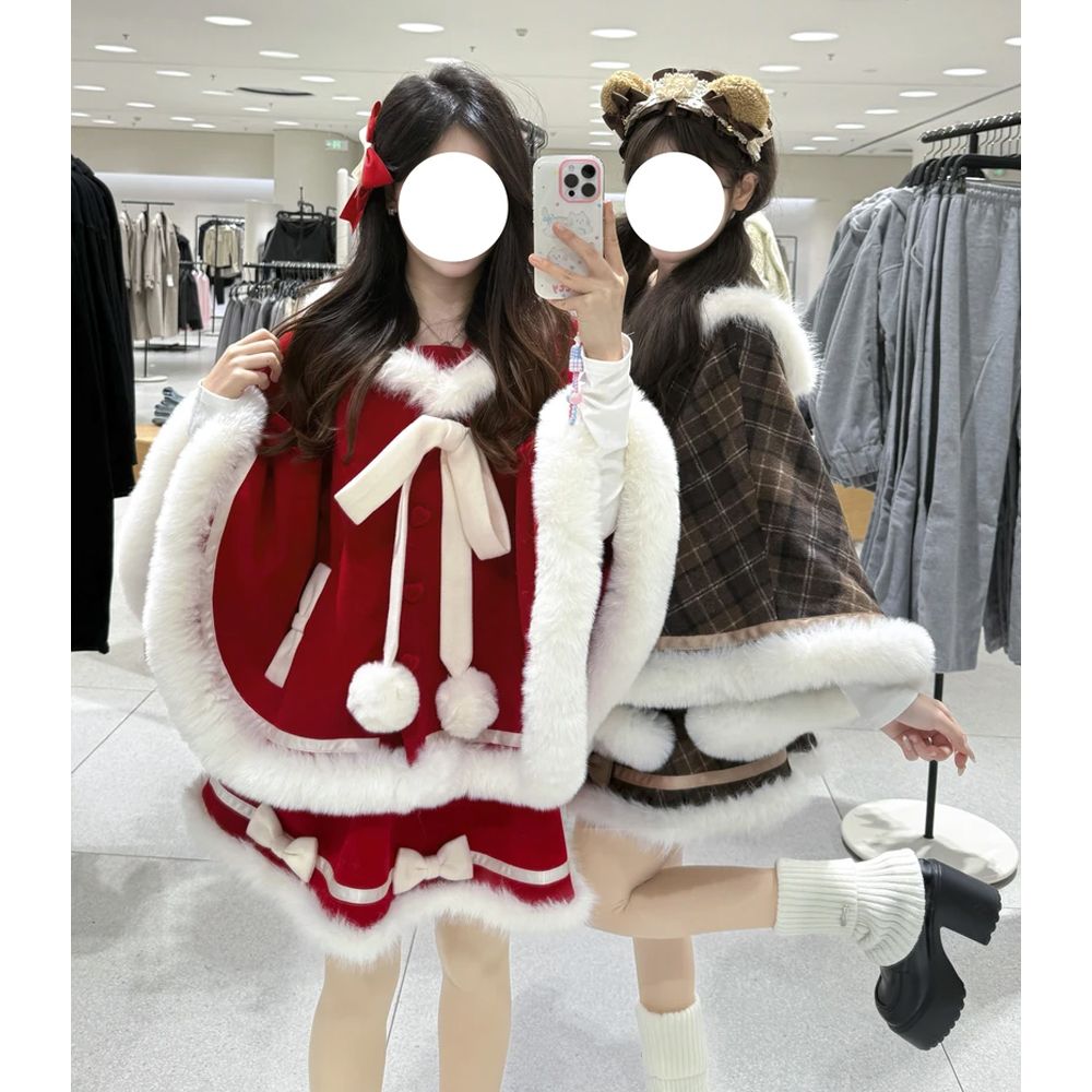 Winter Clothing Types - 달콤한 일본식 귀여운 스커트 세트 여성용