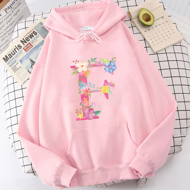 Winter Clothing Essential - 알파벳 A-Z 핑크 플라워 레터 프린트