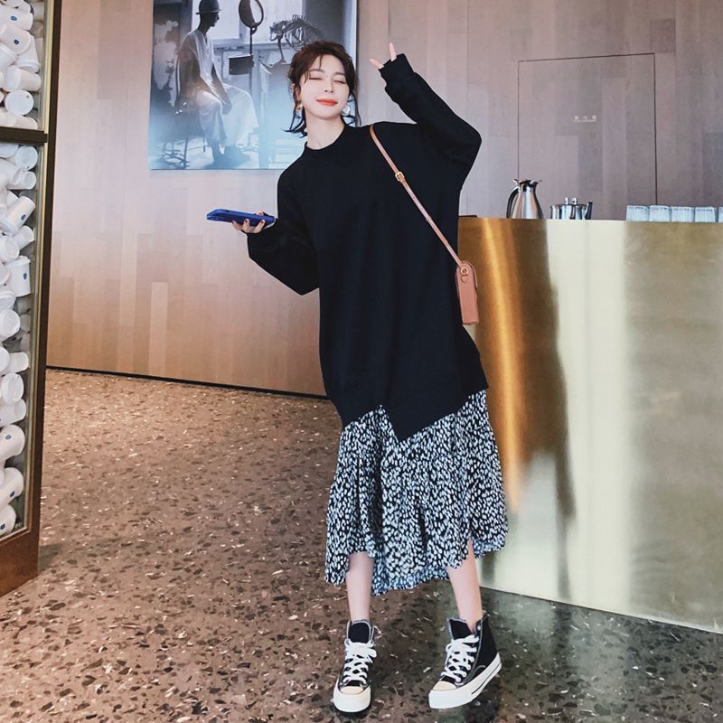 플러스 사이즈 스트리트 캐주얼 패치 워크 미디 드레스  - Winter Clothing Trends For Women 리뷰 및 가격