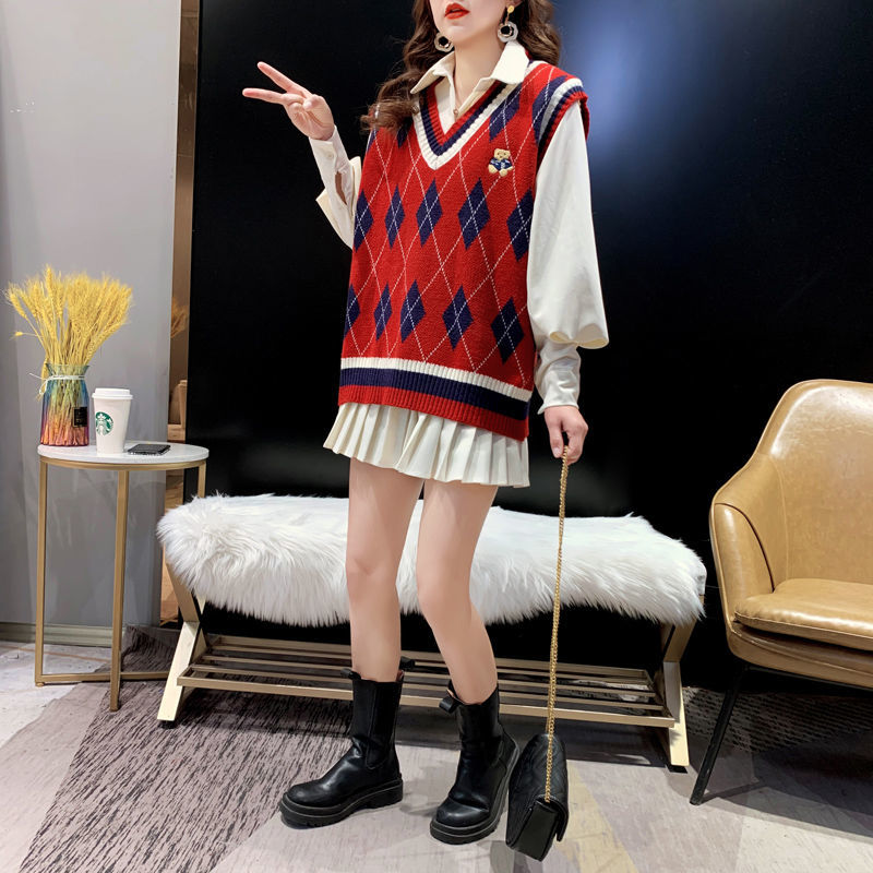 여성용 레드 니트 조끼 민소매 겨울 2025 미학 여행 - Winter Clothing Trends For Women 리뷰 및 가격