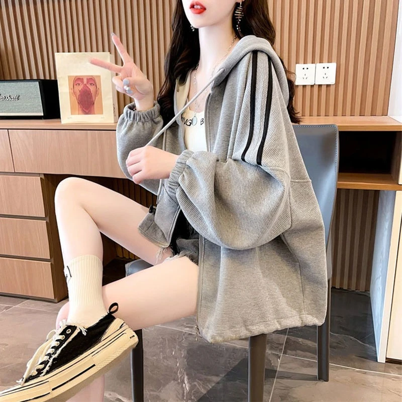 지퍼가 달린 색상 대비 여성용 후드티 스웨트셔츠 필수  - Winter Clothing Essential 리뷰 및 가격