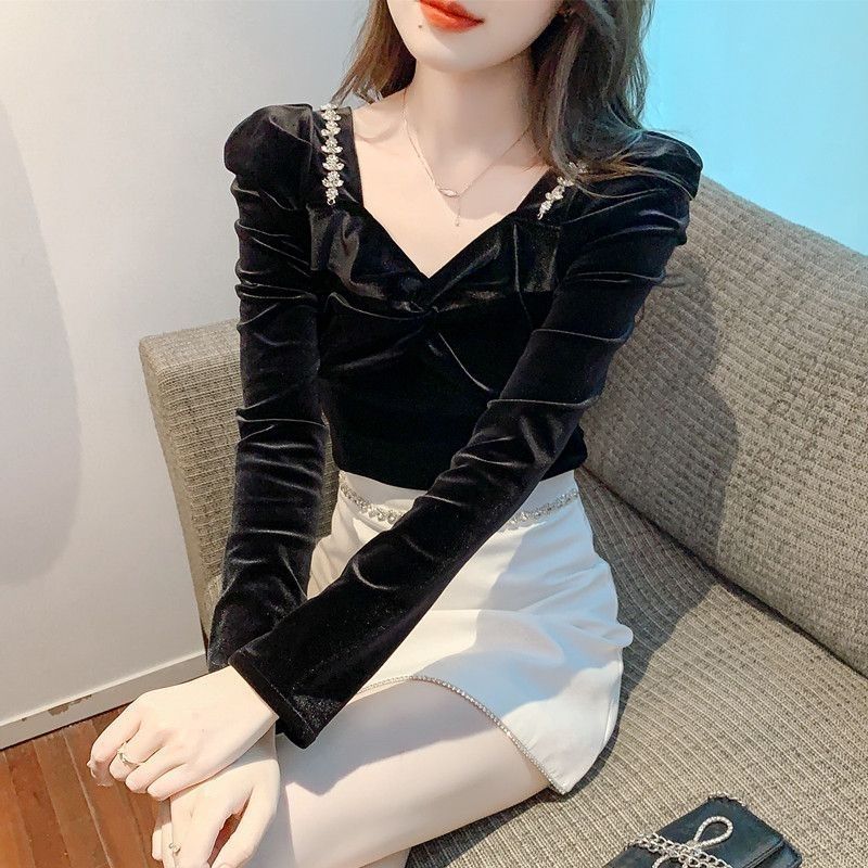슬림 핏 벨벳 여성 셔츠 및 블라우스 신상 2025 스 - Winter Clothing Trends For Women 리뷰 및 가격