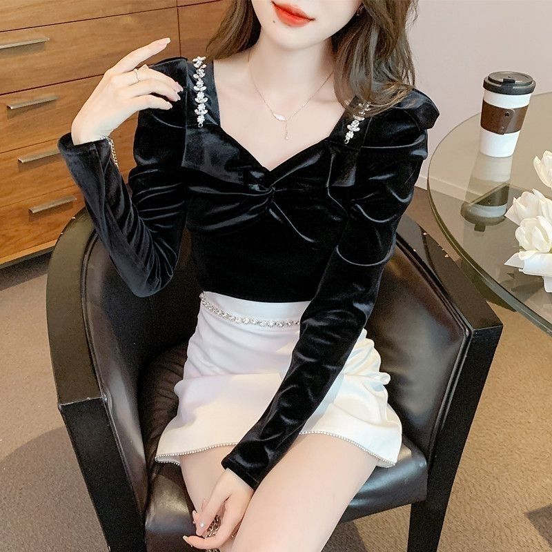 슬림 핏 벨벳 여성 셔츠 및 블라우스 신상 2025 스 - Winter Clothing Trends For Women 리뷰 및 가격