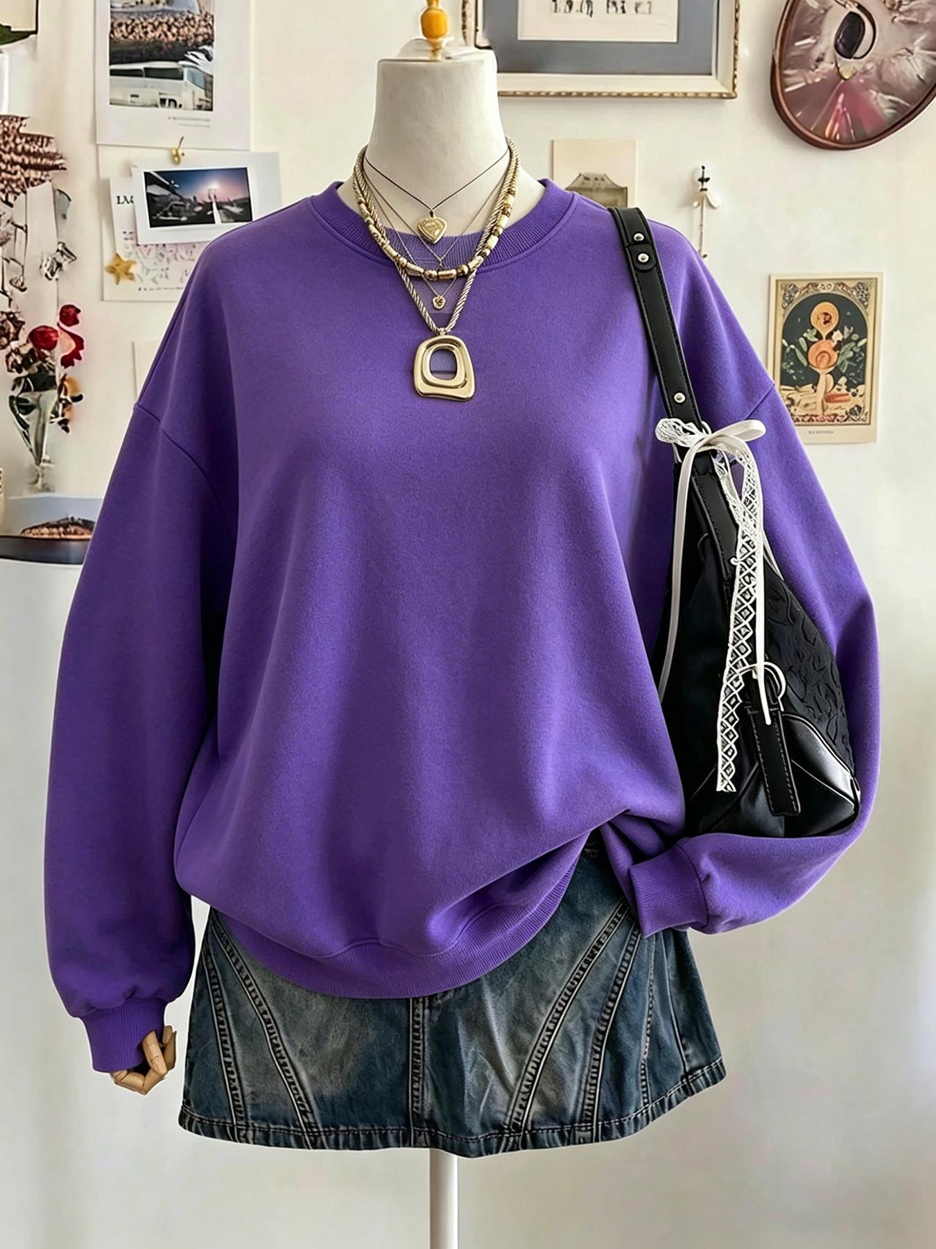 클리어런스 세일 중 여성 캐주얼 라운드 넥 블랙 스웨트 - Winter Clothing On Sale Women'S 리뷰 및 가격