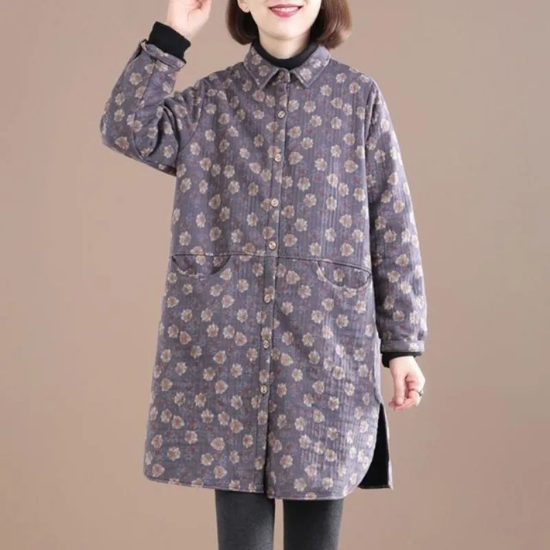빈티지 플로럴 프린트 여성 재킷, 용수철 플리스 코트, - Winter Clothing Trends For Women 리뷰 및 가격