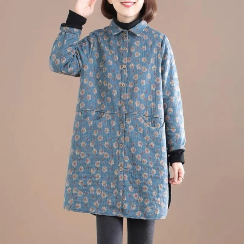 빈티지 플로럴 프린트 여성 재킷, 용수철 플리스 코트, - Winter Clothing Trends For Women 리뷰 및 가격