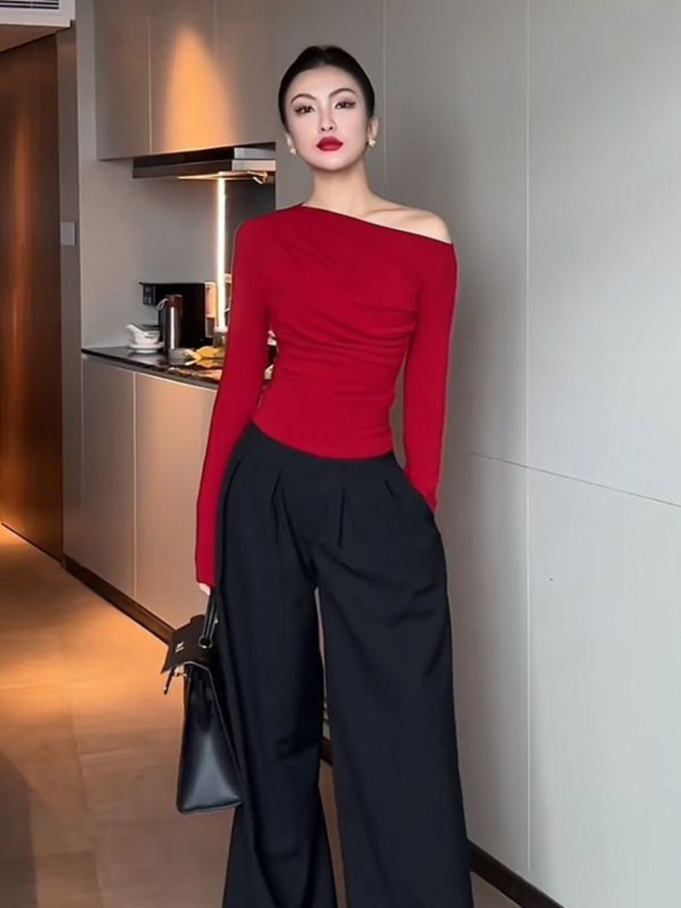 슬림 플레인 2025 오프숄더 의류 코튼 여성 티셔츠  - Winter Clothing On Sale Women'S 리뷰 및 가격