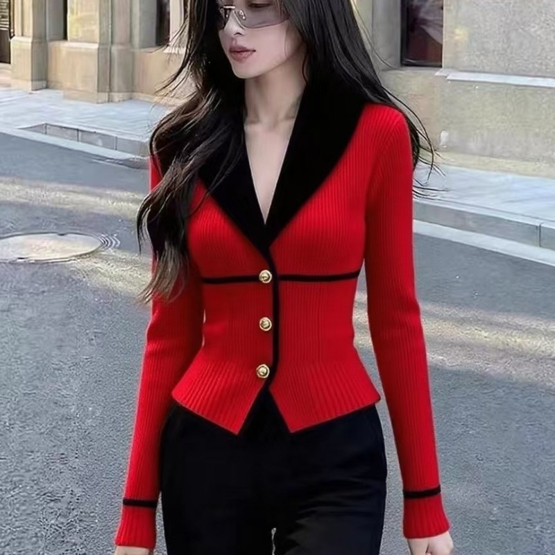 한국 슬림 숏 스웨터 상의, 긴팔 코트, 럭셔리 하이엔 - Winter Clothing Trends For Women 리뷰 및 가격