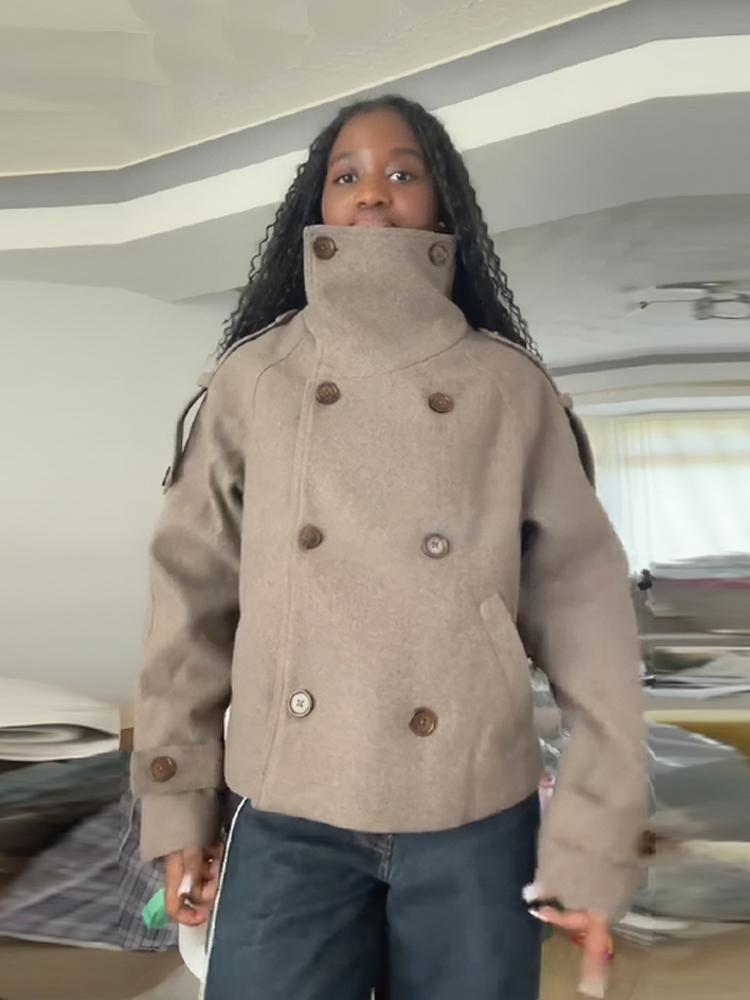스탠드 칼라 짧은 갈색 여성 재킷 캐주얼 더블 브레스티 - Winter Clothing Trends 2026 리뷰 및 가격