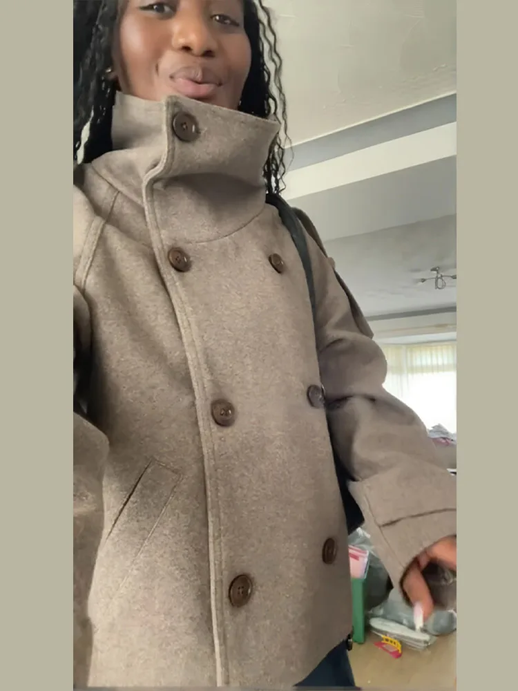 스탠드 칼라 짧은 갈색 여성 재킷 캐주얼 더블 브레스티 - Winter Clothing Trends 2026 리뷰 및 가격