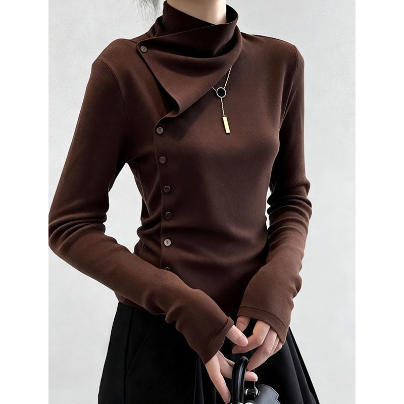 버튼 불규칙 버튼 패치워크 트렌드 티셔츠 여성 의류 신 - Winter Clothing Trends For Women 리뷰 및 가격